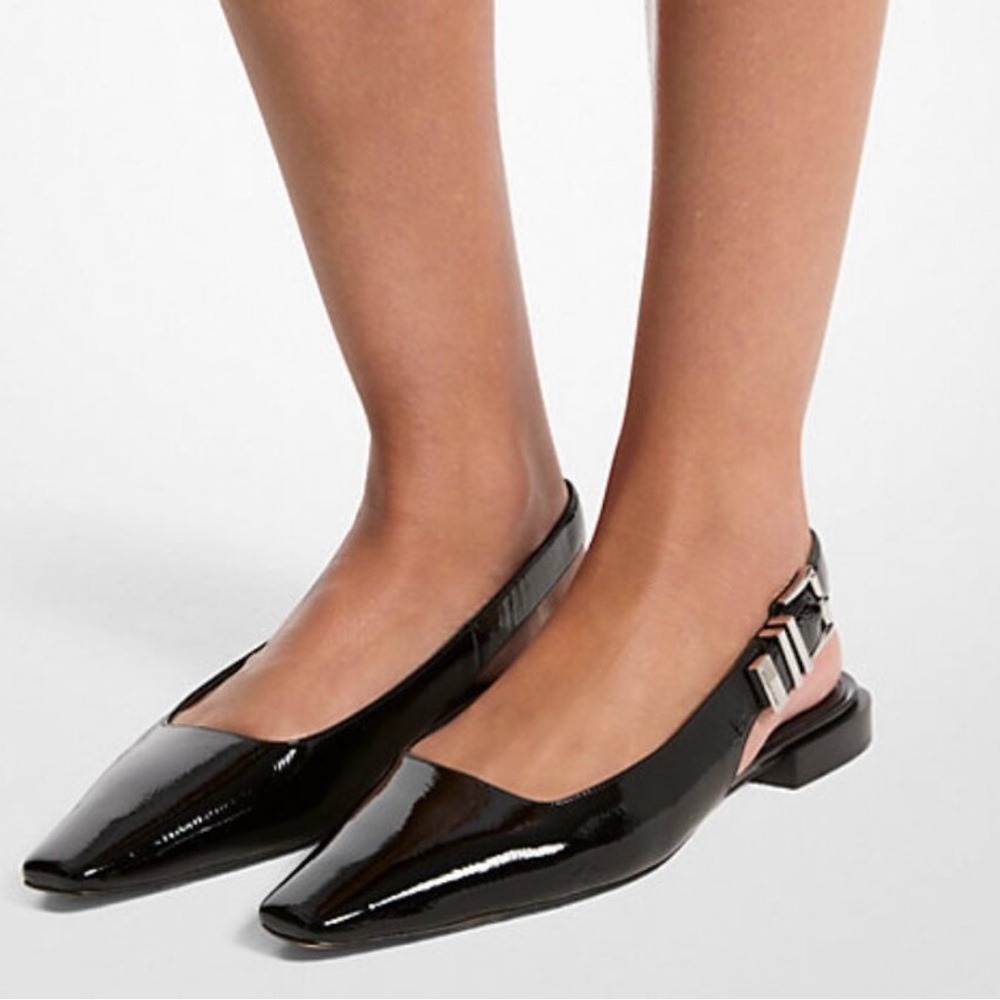 Michael Michael Kors Darrington  Black Patent Leather Slingback Flats Size 7
